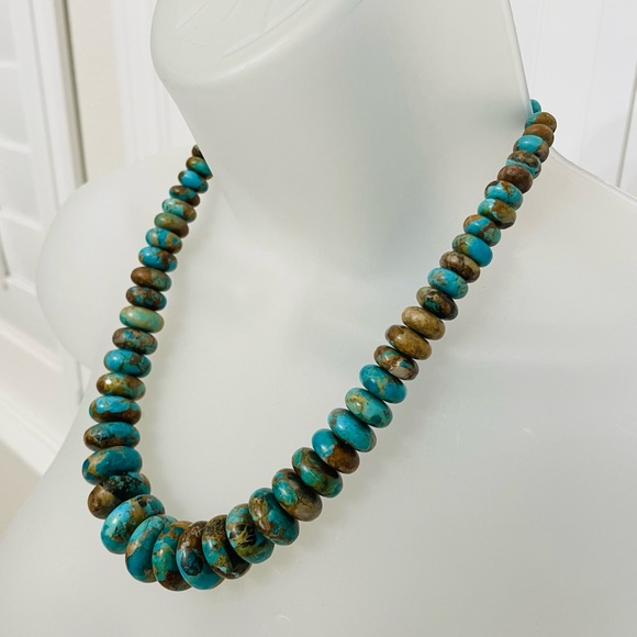Jay King Boulder Turquoise Rondelle Bead & Sterling Silver Necklace - Picture 2 of 12